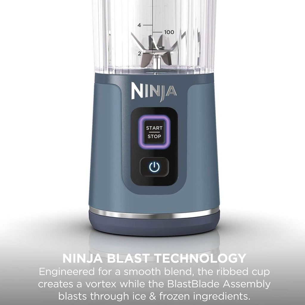 Ninja Blast Cordless Portable Blender Mini Rechargeable Personal Smoothie Maker 530ml USB-C Rechargeable Stainless Steel Blades Denim Blue