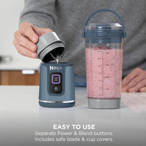 Ninja Blast Cordless Portable Blender Mini Rechargeable Personal Smoothie Maker 530ml USB-C Rechargeable Stainless Steel Blades Denim Blue