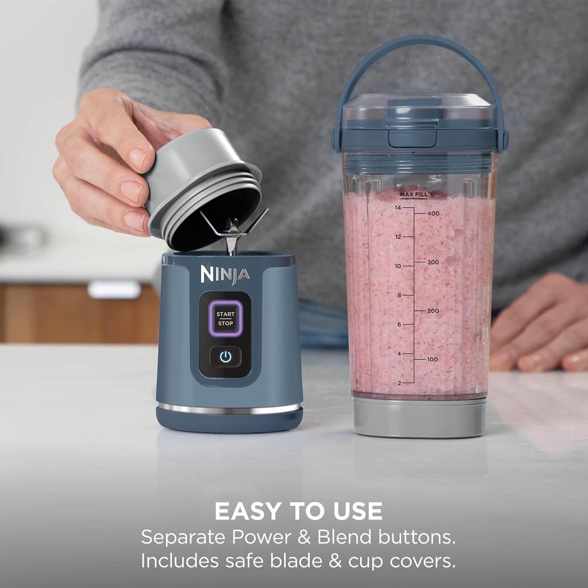 Ninja Blast Cordless Portable Blender Mini Rechargeable Personal Smoothie Maker 530ml USB-C Rechargeable Stainless Steel Blades Denim Blue