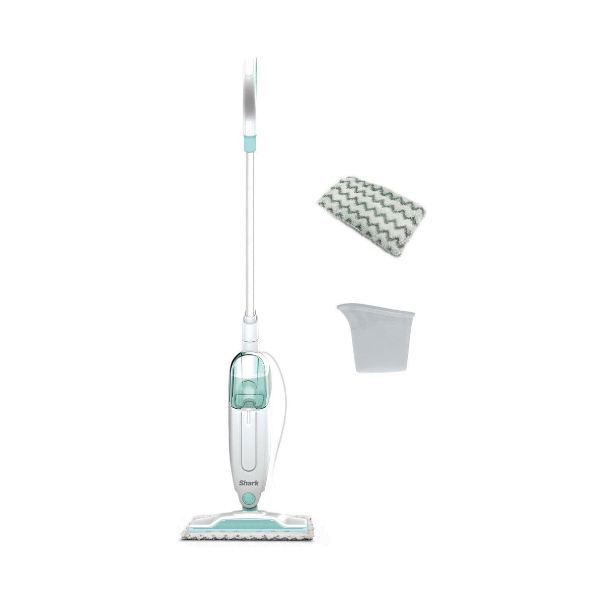 Shark Classic Steam Mop 1050W 375ml Water Tank Removable Water Tank and 2 Washable Dirt Grip Pads White Mint Green