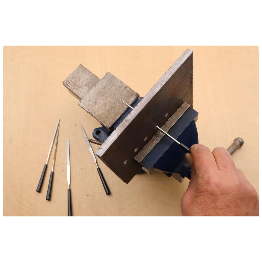 Hilka 5 Piece Diamond File Set for Glass Ceramics Tungsten Carbide and Hardened Steel with Pouch