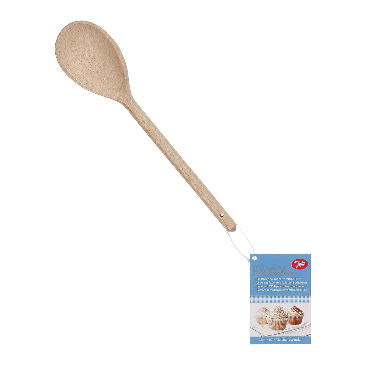 Tala FSC Wooden Cooking Spoon 30.5 cm Waxed Beechwood Spoon for Non-Stick Cookware