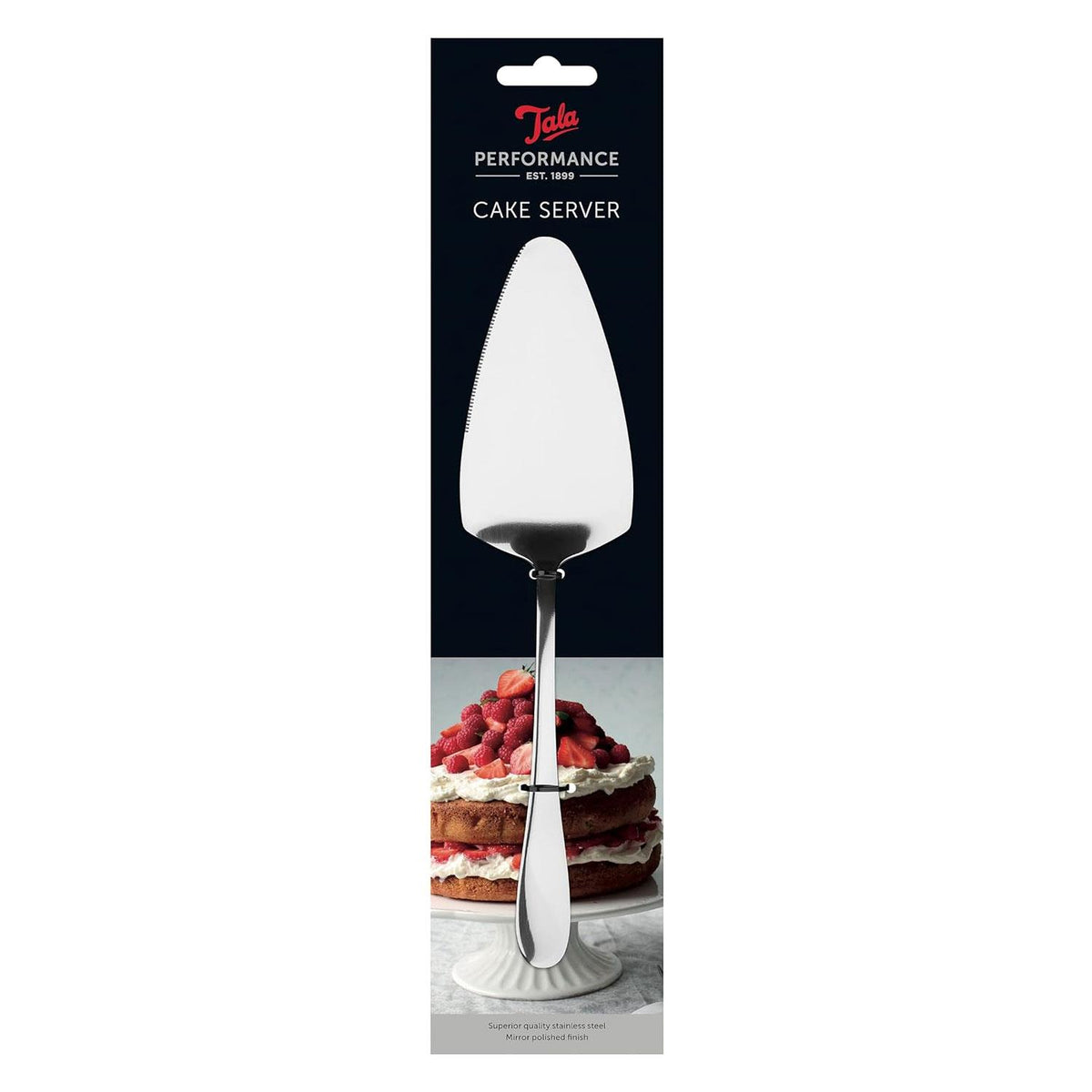 Tala Performance Stainless Steel Cake Server Serrated Edge Mirror Polish Finish for Cutting and Serving Pies and Tarts Metallic Silver