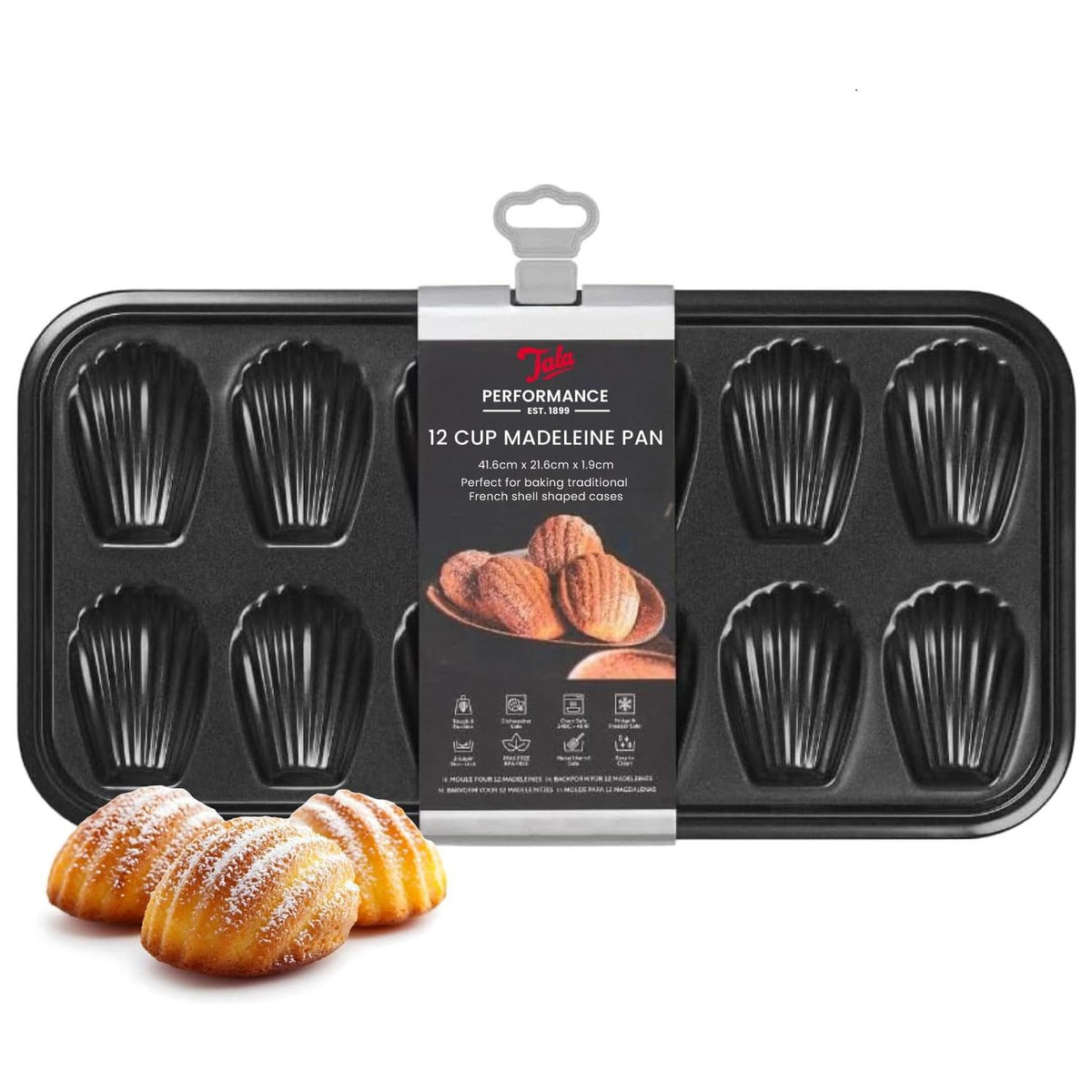 Tala Performance Non-Stick 12-Cup Madeleine Pan Carbon Steel Black 39.8 x 19.8 cm