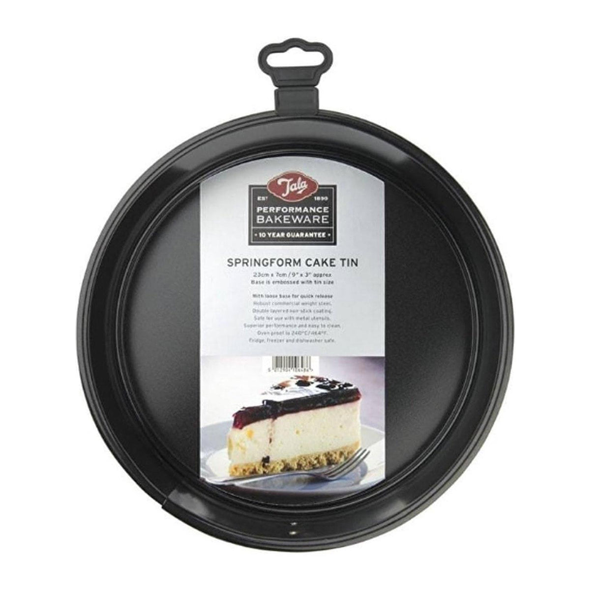 Tala Performance Springform Cake Tin 23 cm Carbon Steel Eclipse Non-Stick Coating Removable Base Black