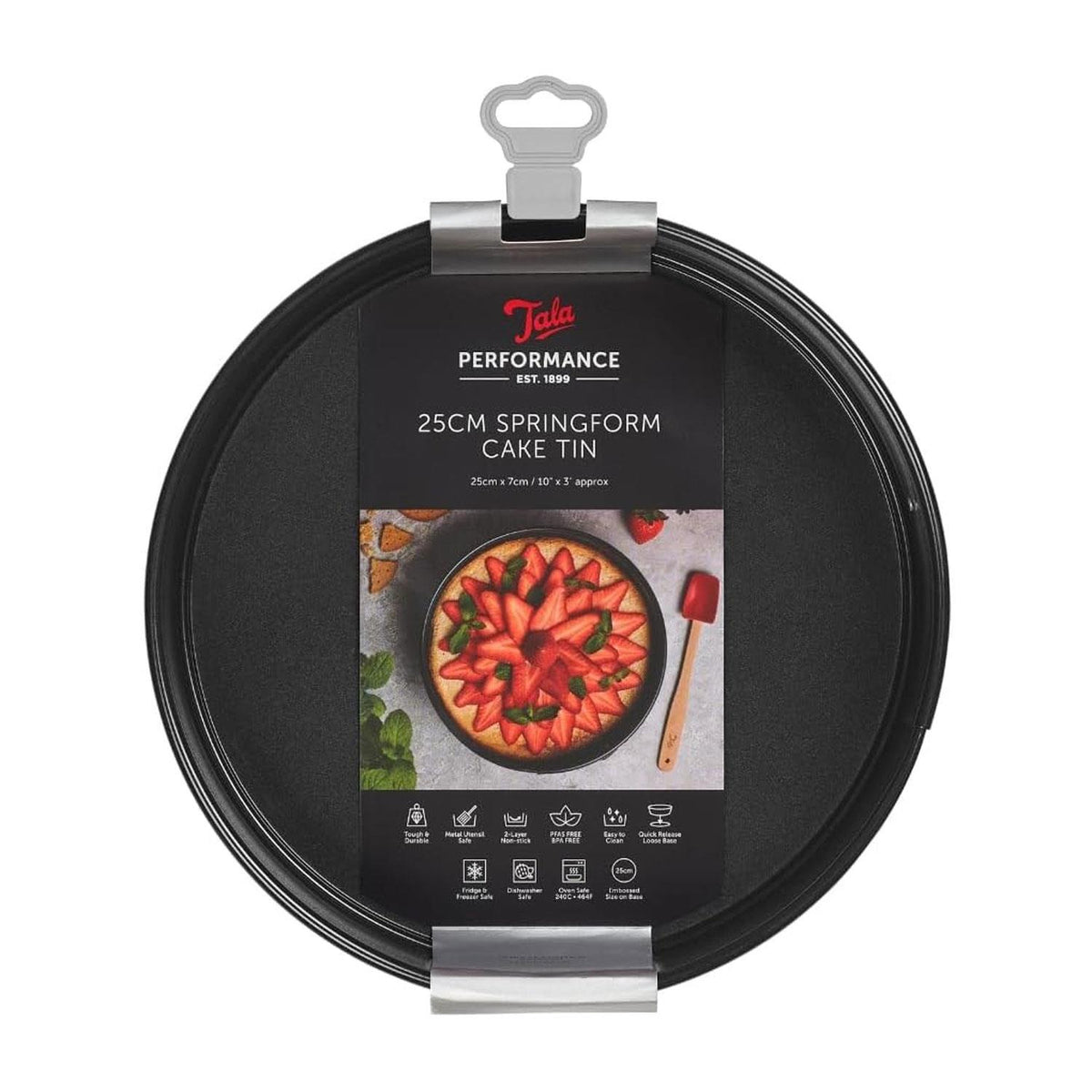 Tala Performance Round Sandwich Cake Tin 20 cm Carbon Steel Non-Stick Coating Removable Base 21.6x21.6x5 cm Black