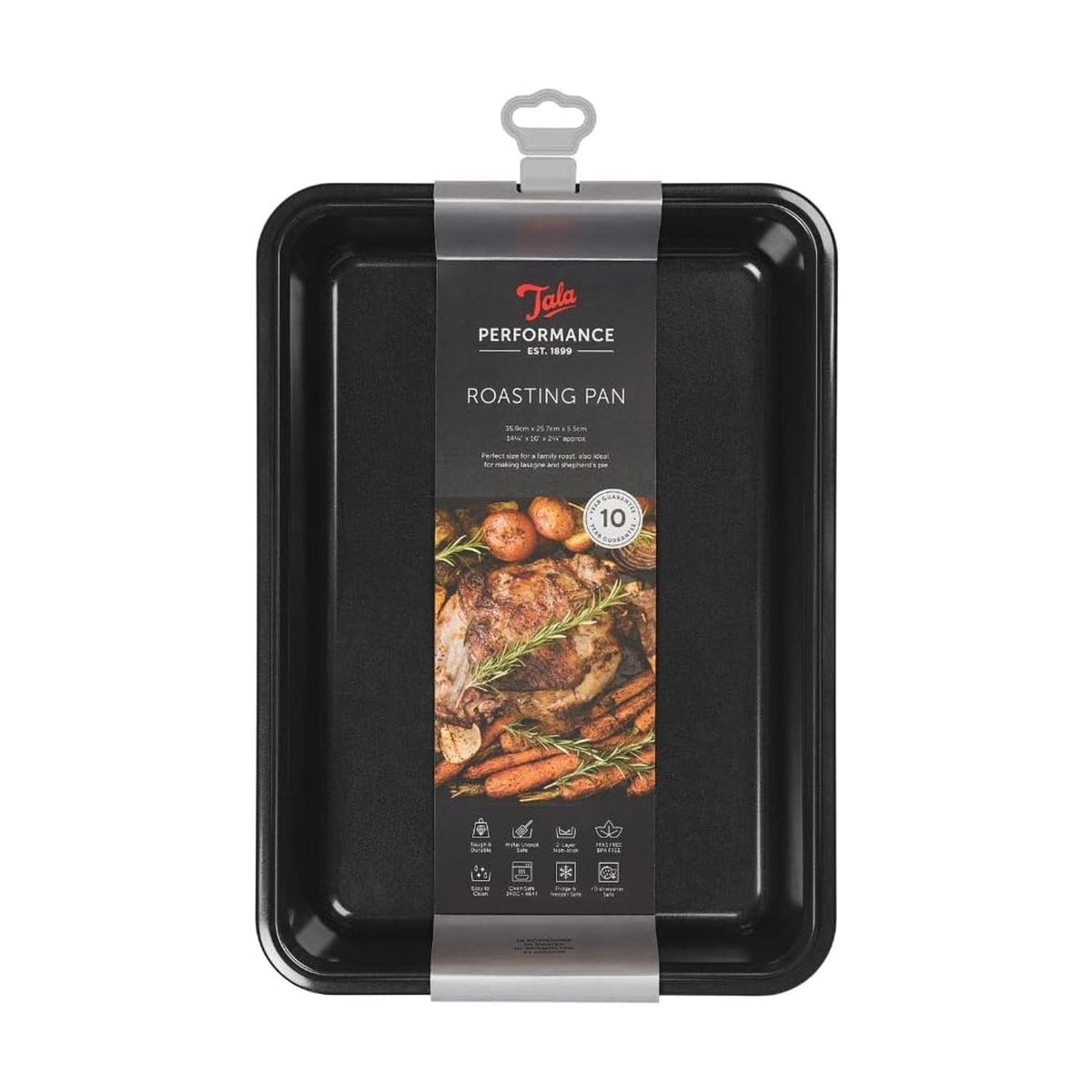 Tala Performance Large Roasting Pan 34.5 x 24.3 cm Carbon Steel Eclipse Non-Stick Coating Pouring Lip Black