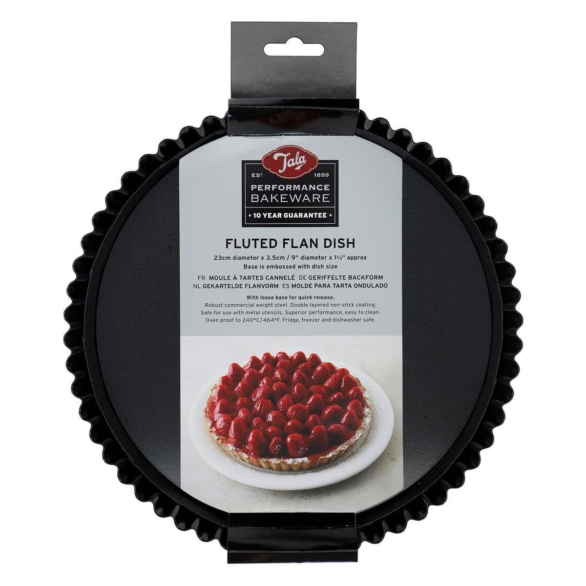 Tala Performance Tart Tin 23 cm Carbon Steel Eclipse Non-Stick Coating Removable Base Black