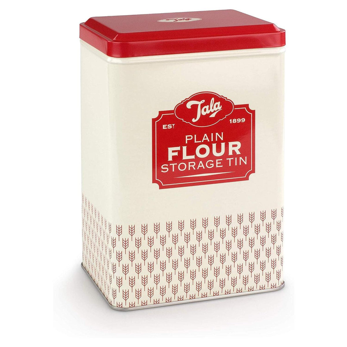 Tala Originals Plain Flour Storage Tin Red and Cream Metal Kitchen Canister