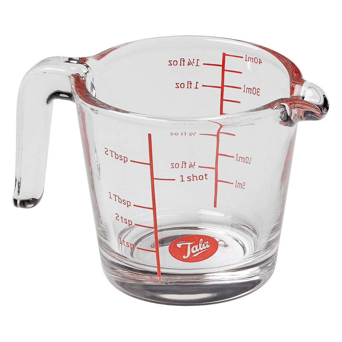 Tala Mini Glass Measuring Jug 40ml Heat-Resistant Glass Measure with Graduated Markings Transparent
