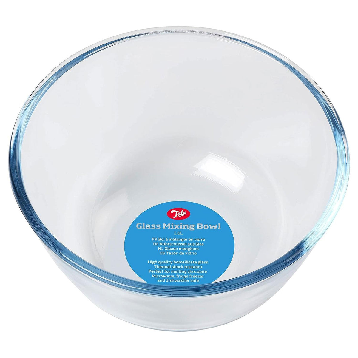 Tala Borosilicate Glass Mixing Bowl 1.6L 19cm Heat-Resistant Oven-Safe Baking Bowl Transparent