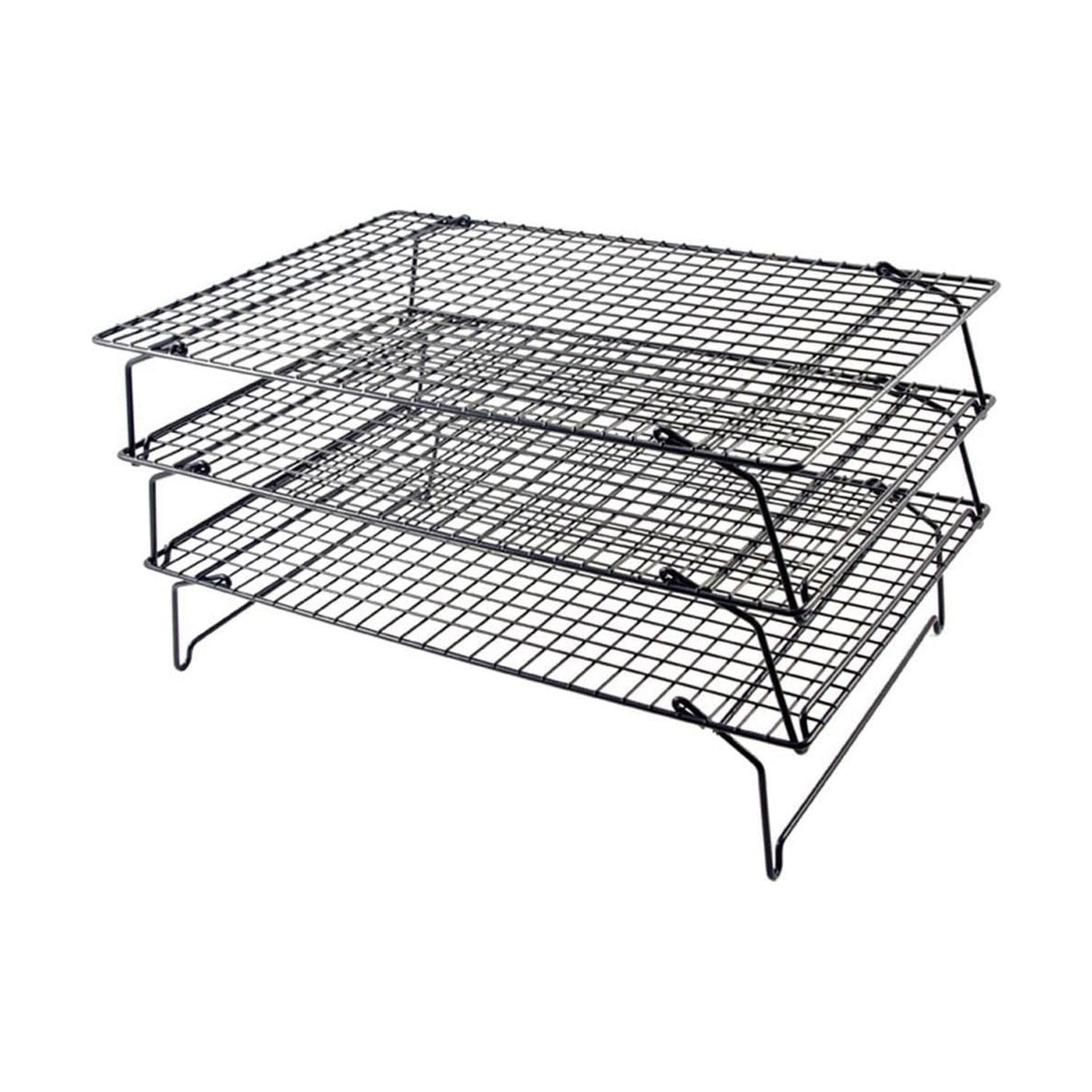 Tala 3-Tier Non-Stick Cake Cooling Rack Set Metal Wire Baking Racks 40 x 25 cm Black