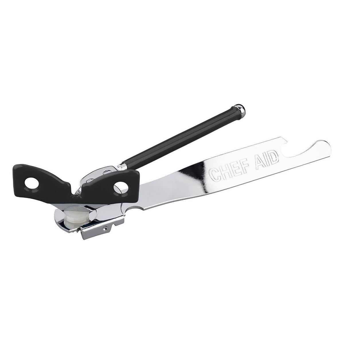 Chef Aid Traditional Can Opener with Butterfly Twist Handle Stainless Steel Blade PVC Grip Silver 22.2 cm