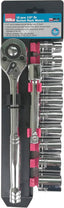 Hilka 12 Piece 1/2 Inch Drive Metric Socket Set with 72-Tooth Quick Release Ratchet and Extension Bar
