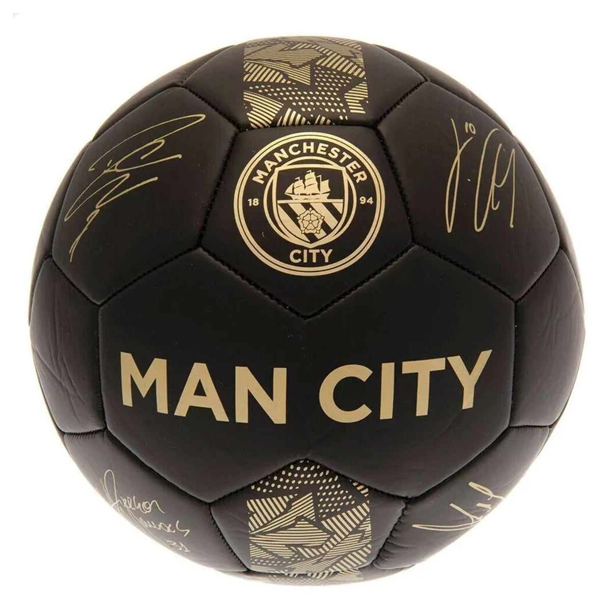 Team Merchandise Manchester City FC Phantom Signature Football Size 5 Black and Gold Metallic Design - product photo