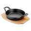 Judge Sizzle & Serve 15cm Cast Iron Gratin Dish 1.3L Induction Ready Maple Wood Stand Black