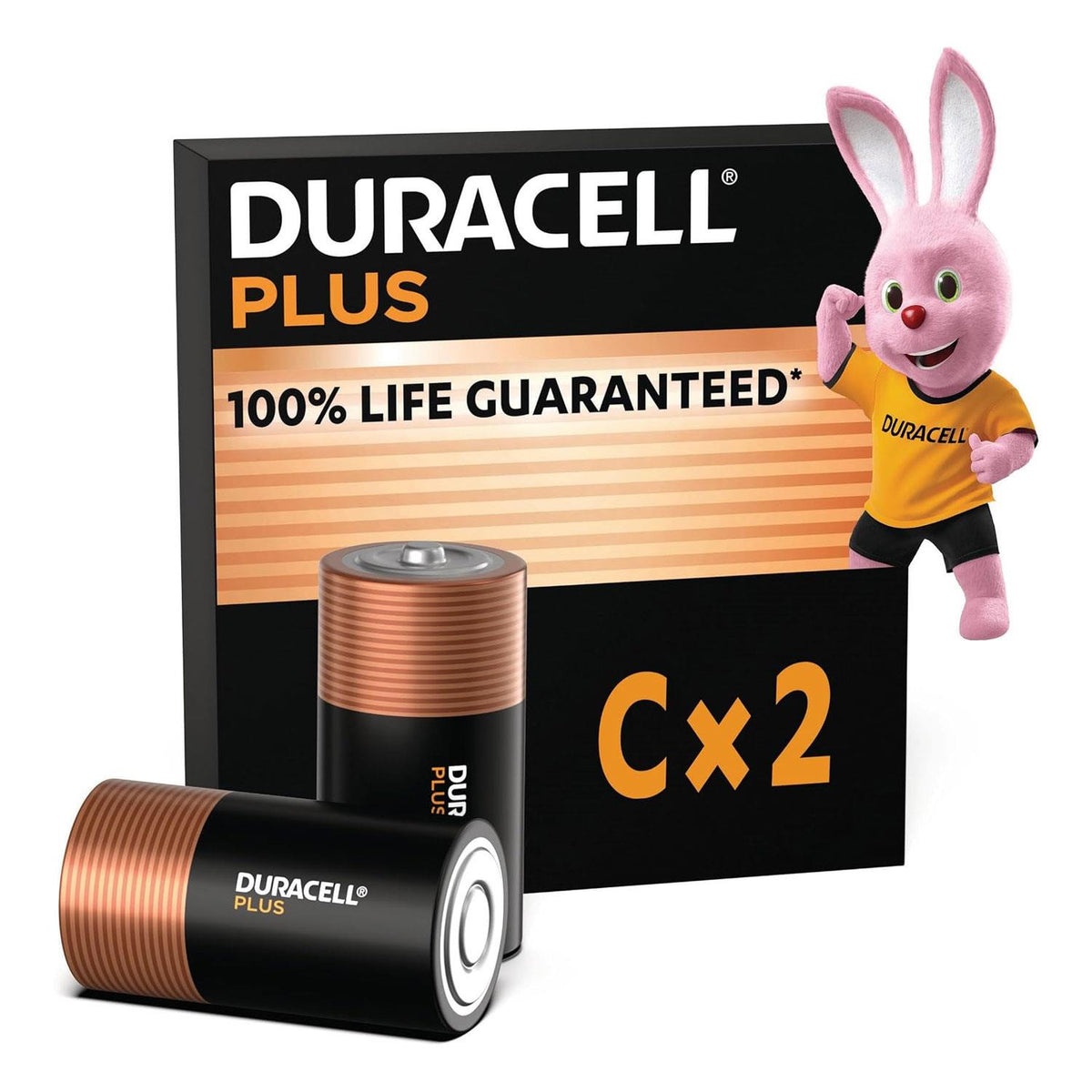Duracell Plus C Size Alkaline Batteries 1.5V LR14 Pack of 2