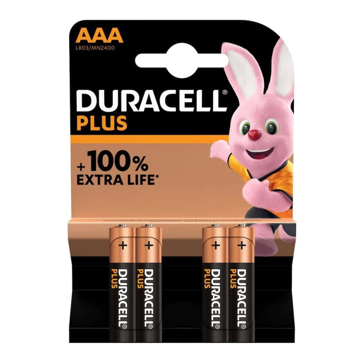 Duracell Plus AAA Alkaline Batteries 1.5V LR03 Pack of 4