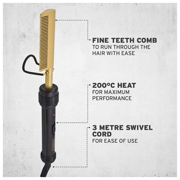 Wahl Afro Electric Hot Comb/Straightening Comb - Gold/Black - Image 7