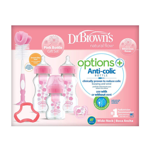 Dr. Brown Options + Anti-Colic Baby Bottles Gift Set - Pink - Image 6