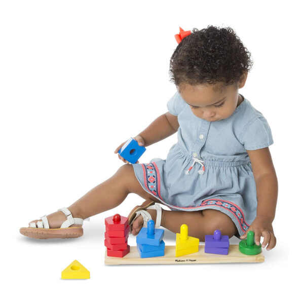 Melissa & Doug Stack & Sort Board With 15 Solid Wood Pieces - Great For Hand/Eye Coordination Wooden Educational Toy - Multicolour - Image 4