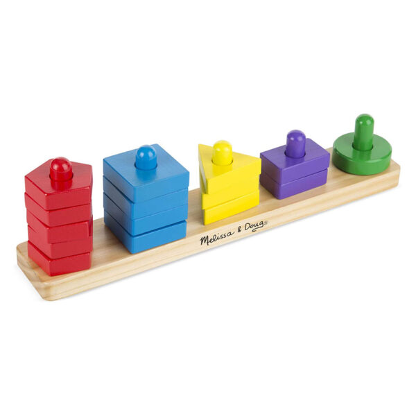 Melissa & Doug Stack & Sort Board With 15 Solid Wood Pieces - Great For Hand/Eye Coordination Wooden Educational Toy - Multicolour - Image 2