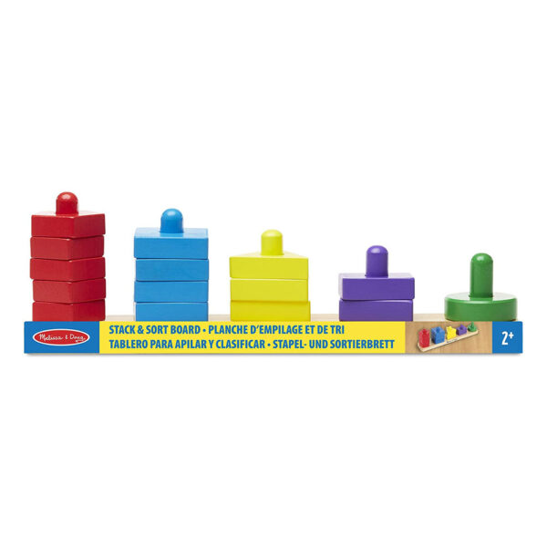 Melissa & Doug Stack & Sort Board With 15 Solid Wood Pieces - Great For Hand/Eye Coordination Wooden Educational Toy - Multicolour - Image 3