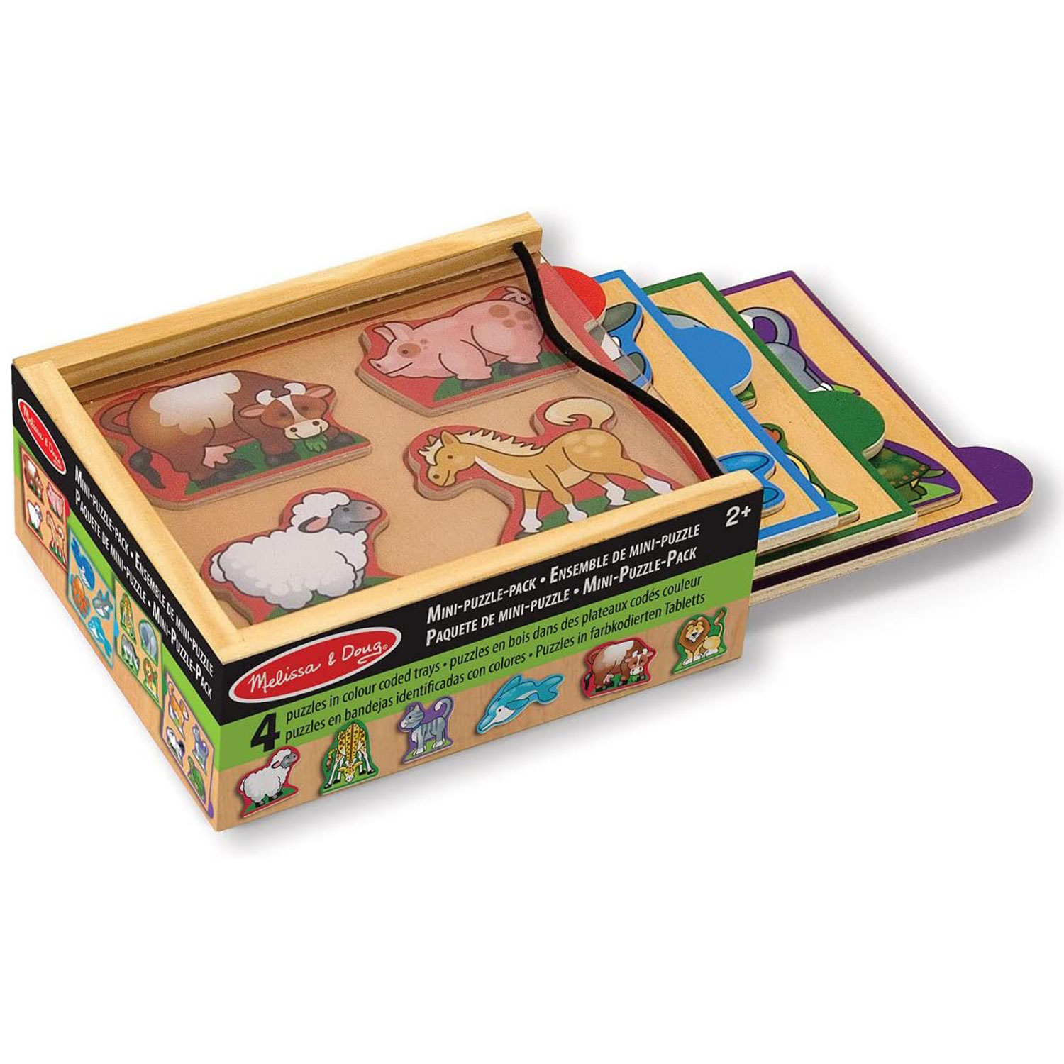 Melissa & Doug Animals Wooden Mini Puzzle Pack Set of 4 Piece Adorable