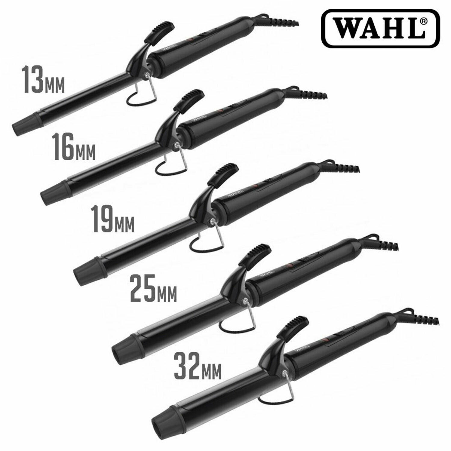 Wahl Ceramic Steel Hair Curling Tongs 200 C Quick Heat Function Sizes