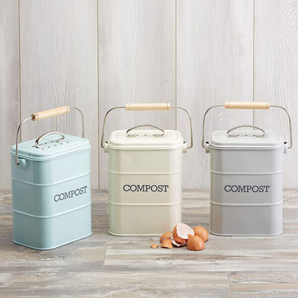 KitchenCraft Living Nostalgia Metal Kitchen Compost Bin French In Grey - Image 4