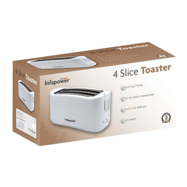 Infapower 4 Slice Toaster - White