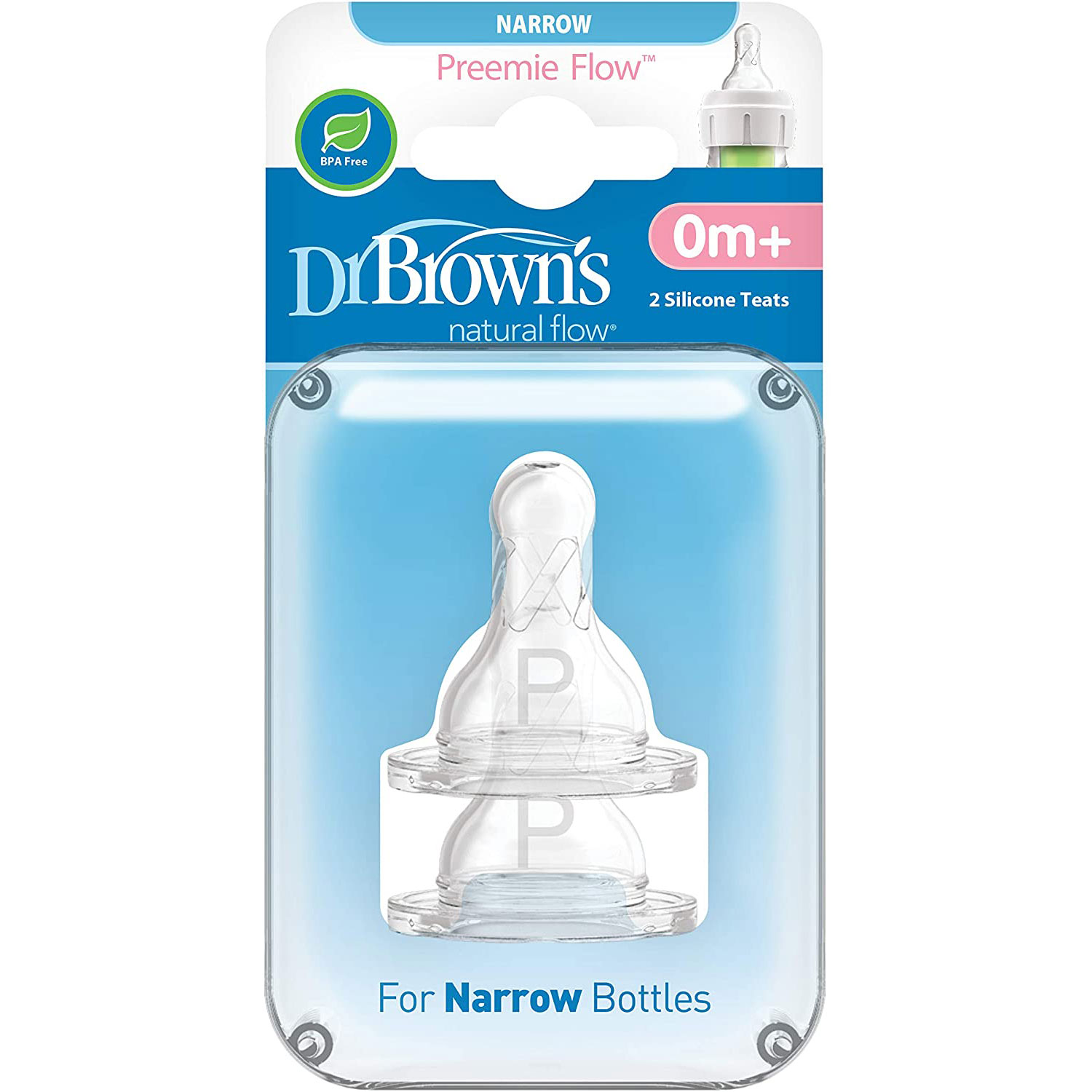 Dr Brown Options Preemie Flow Teats For Narrow Neck Bottles Twin Pack