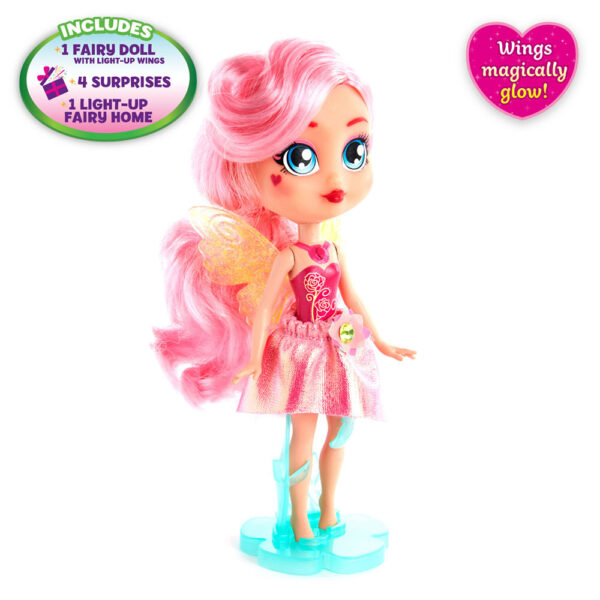 Bright Fairy Friends Woodland Fairies Series 1! Rosie Doll With Lights-Up Wings 4 Surprise 1 Lights-Up Fairy Home - Image 2