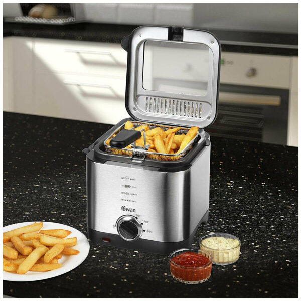 Swan Deep Fat Fryer Stainless Steel 900 W 1.5 Litres - Silver - Image 3