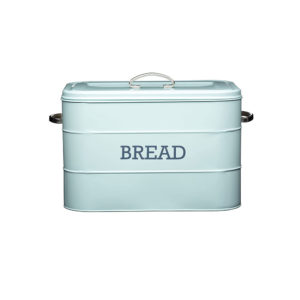 KitchenCraft Living Nostalgia Large Metal Bread Bin, 34 x 21.5 x 25 cm In Blue