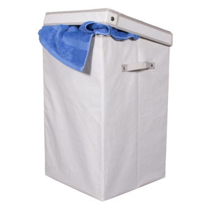 H & L Russel Folding Bin Storage Box Laundry Box Creme & Brown Trim 31x31x45 Cm 