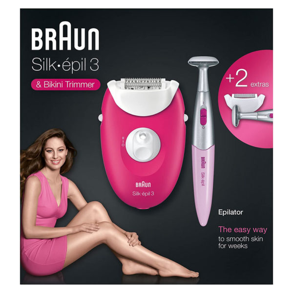 Braun Silk Epil 3 Bikini Trimmer + Epilator - Pink/White - Image 5