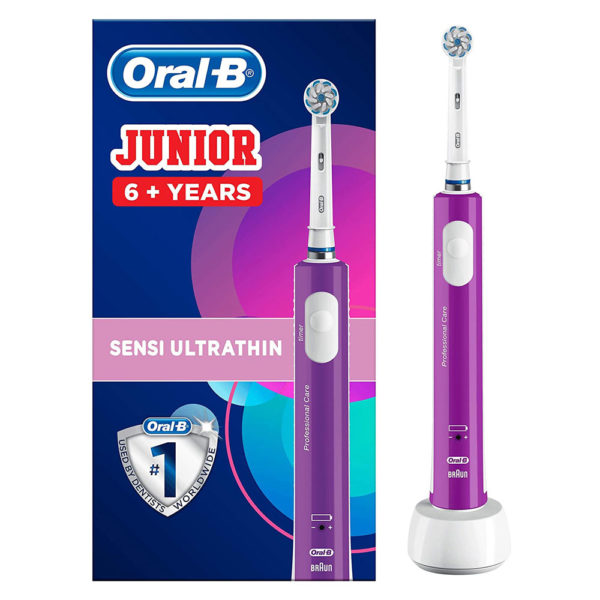 Oral B Junior Kids Sensi Ultrathin Electric Rechargeable Toothbrush For Children Aged 6 + Years - Purple