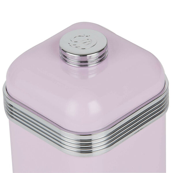 Swan Retro Kitchen Storage Canisters Set of 3 Canisters Colour Coated Lid And Body - Pink - Image 3
