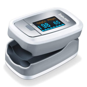 Beurer Fingertip Pulse Oximeter Medical Device With 4 Colored Graphic Display Formats – Grey