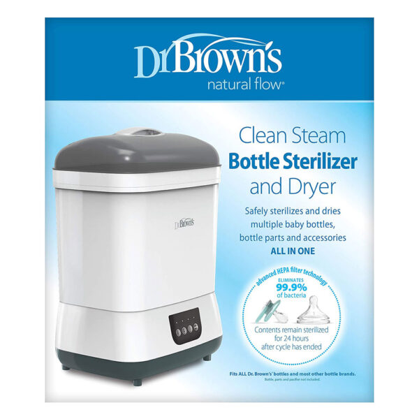 Dr. Brown Clean Steam Bottles Steriliser And Dryer - White/Grey - Image 3