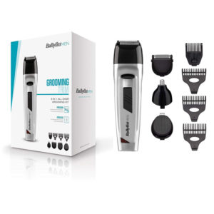 Babyliss 8 In 1 Mens Cordless Nose Body Hair Clipper Beard Trimmer Grooming Kit – Silver
