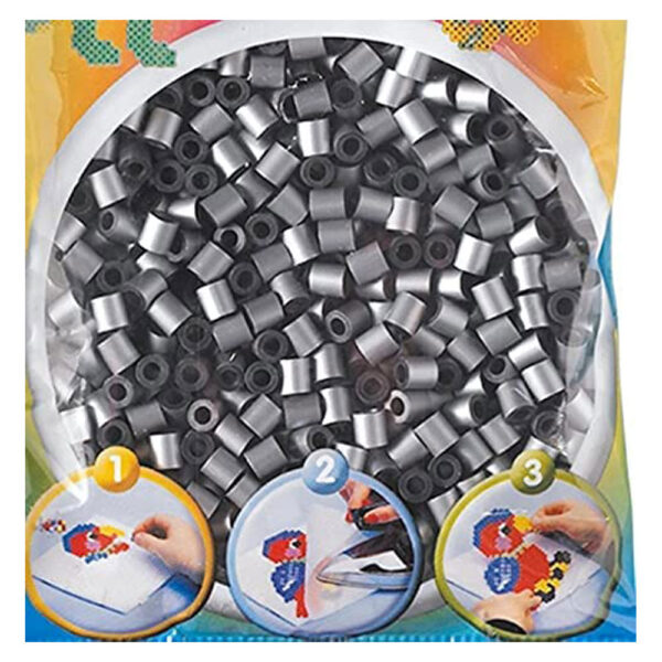 Hama 1000 Midi Beads In Bag Cylindrical Plastic - Silver - Image 3