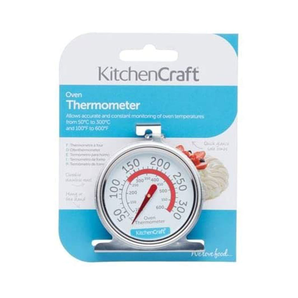 KitchenCraft Oven Thermometer, Stainless Steel Over Thermometer for Fan  Oven and Gas Oven, 6.5 x 8 cm, Silver