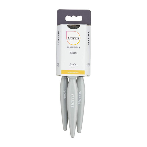Harris Essentials Walls & Ceilings Paint Brush 3 Pack 1 x 1, 1 x 1.5, 1 x 2 - Grey - Image 2
