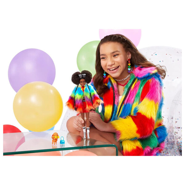 Barbie Extra Doll #1 in Rainbow Coat With Pet Poodle - Multicolour - Image 6