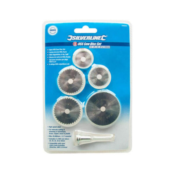 Silverline HSS Saw Disc Set of 6pce 22, 25, 32, 35 & 44mm - Silver - Image 4