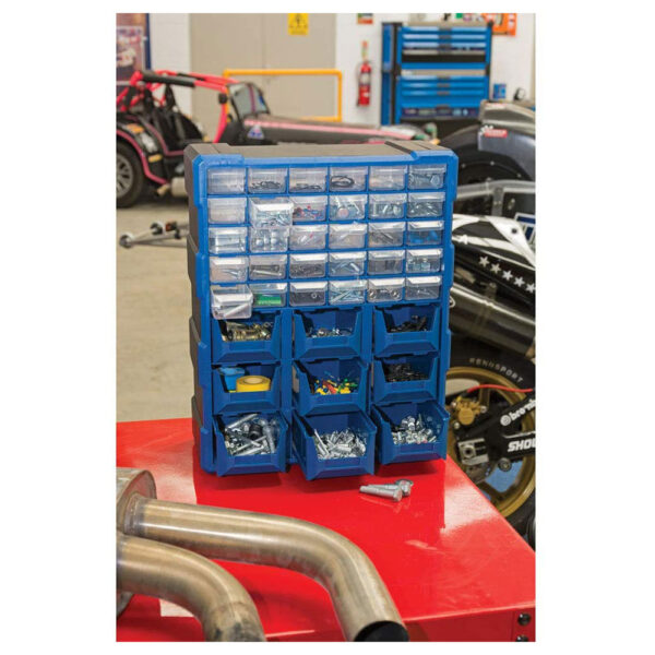 Draper Tools Workshop Organizer 30 Drawer 9 Bin - Blue - Image 2