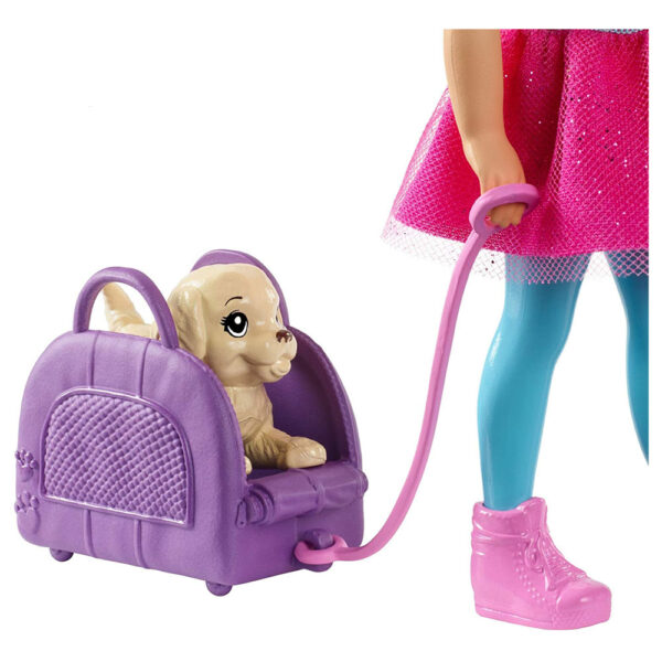 Barbie Chelsea Travel Doll Blonde with Puppy Carrier And Accessories - Image 4
