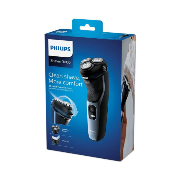 Philips Shaver Series 3000 Wet Or Dry Electric Shaver - Shiny Blue - Image 4